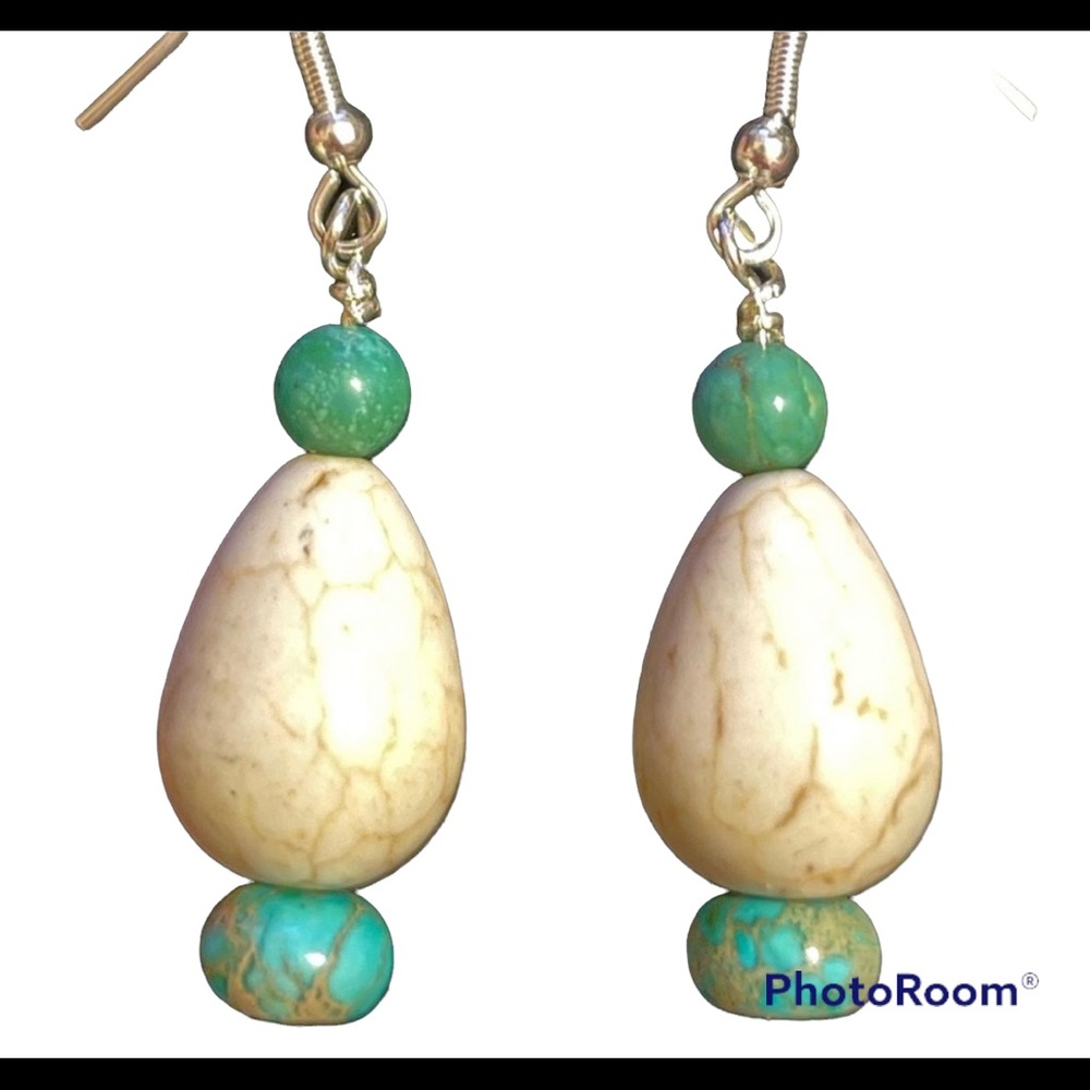 Howlite Turquoise Impression Earrings